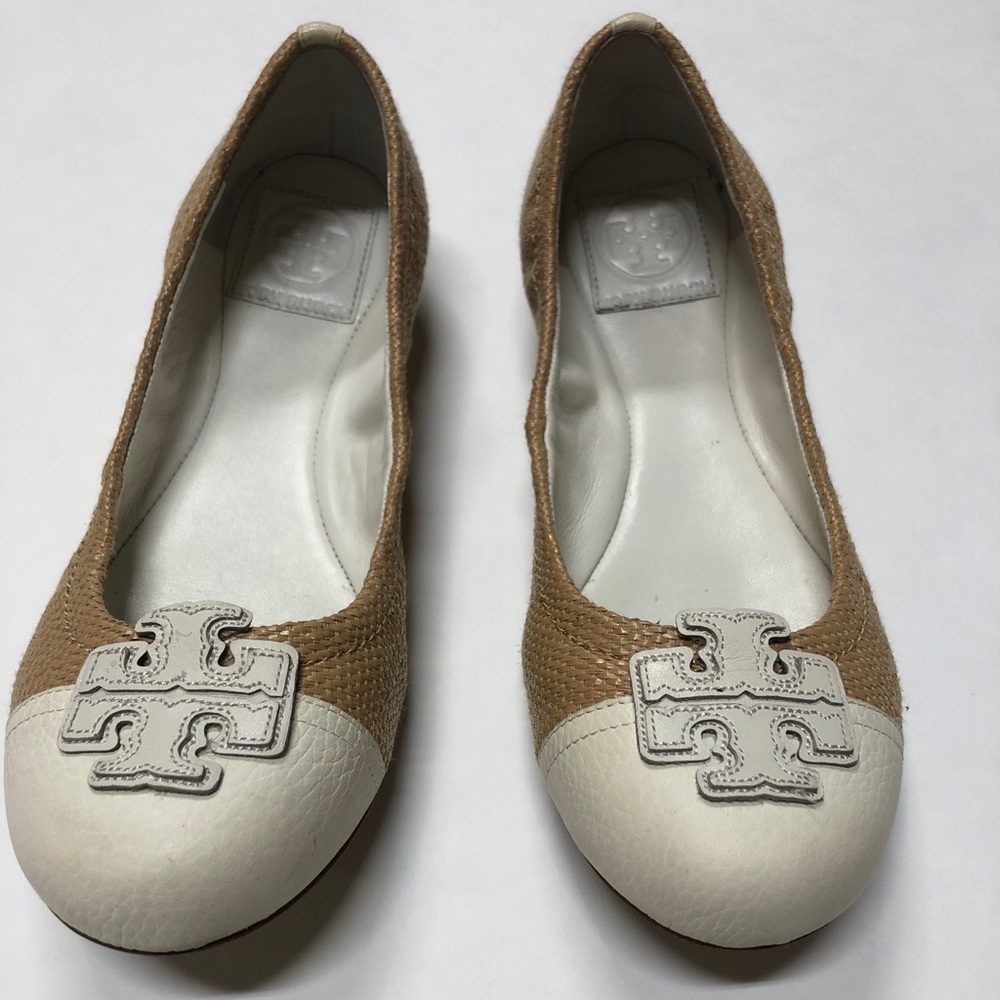TORY BURCH Carita Raffia Straw BalletFlats US 7.5